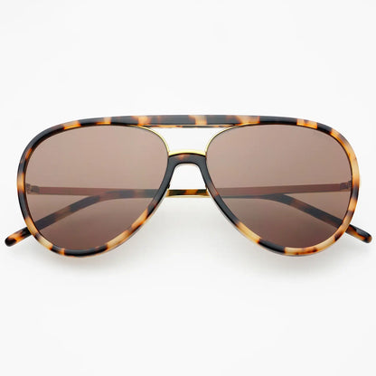 Shay Aviator Sunglasses - Milky Tortoise/Brown