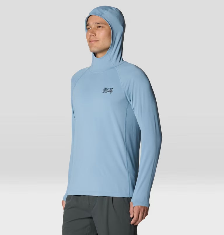 Crater Lake Long Sleeve Hoody M in blue with quick-dry, moisture-wicking, and UPF 50+ by MOUNTAIN HARDWEAR