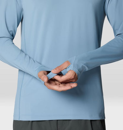 Crater Lake Long Sleeve Hoody M in blue with quick-dry, moisture-wicking, and UPF 50+ by MOUNTAIN HARDWEAR