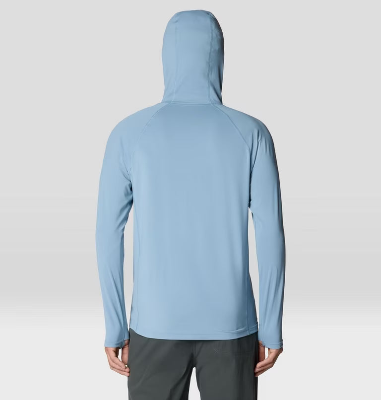 Crater Lake Long Sleeve Hoody M in blue with quick-drying, moisture-wicking, and UPF 50+ protection
