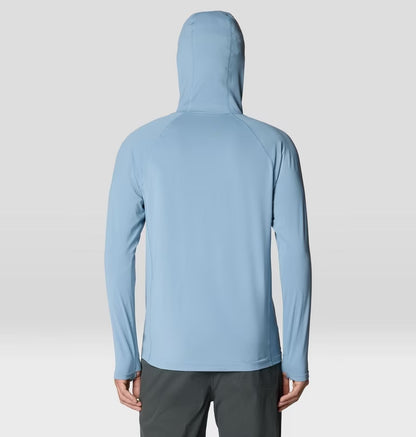 Crater Lake Long Sleeve Hoody M in blue with quick-drying, moisture-wicking, and UPF 50+ protection