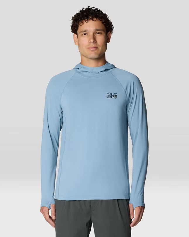 Crater Lake Long Sleeve Hoody M in blue with moisture wicking and UPF 50+ by MOUNTAIN HARDWEAR