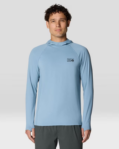 Crater Lake Long Sleeve Hoody M in blue with moisture wicking and UPF 50+ by MOUNTAIN HARDWEAR