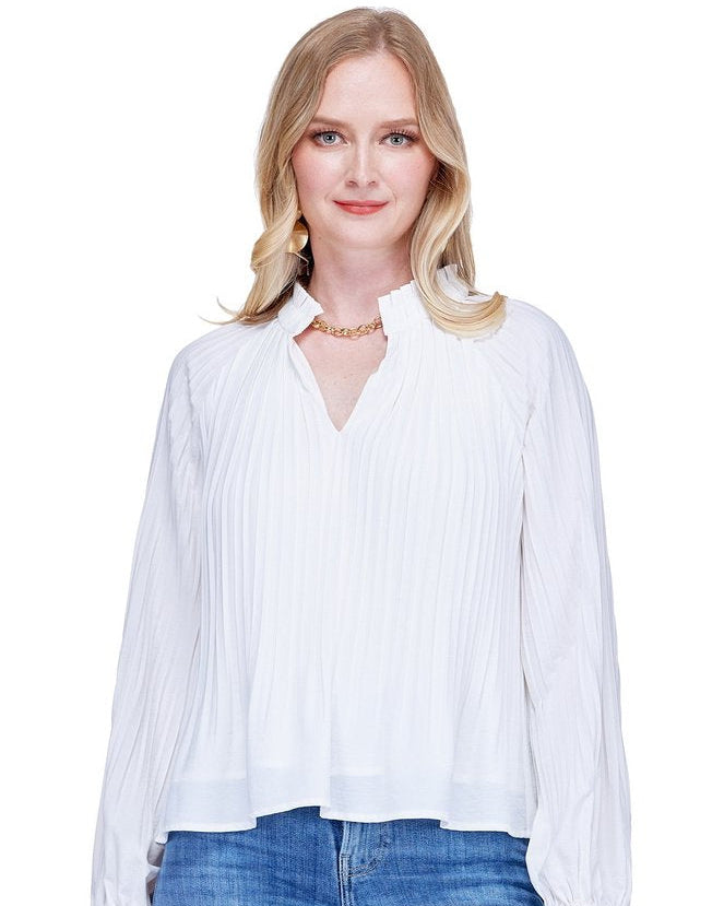 Pleaty Peasant Top - White