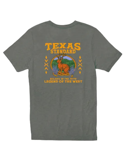 Heritage Printed Tee - Jackalope in gray green by TEXAS STANDARD from HCO men's arrivals