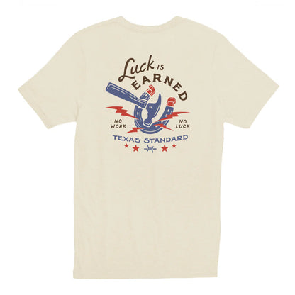 Heritage Printed Tee - No Work No Luck in white beige with vintage Texas design by TEXAS STANDARD