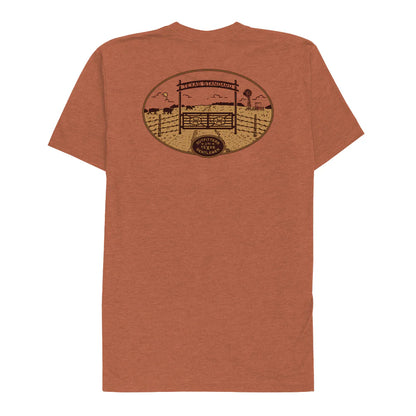 Heritage Printed Tee - Homestead in brown with vintage Texas ranch artwork by TEXAS STANDARD