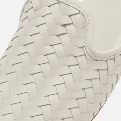 Mi'i W woven leather mule in beige and white with geometric pattern by OLUKAI, Women's Shoes