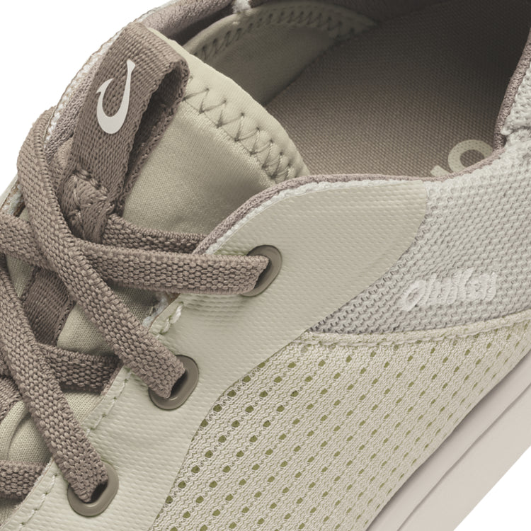 Kahakai W sneaker in white and gray with breathable mesh and lace-up detail by OLUKAI