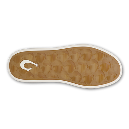 Kahakai W sneaker sole in tan rubber with geometric tread and white logo by OLUKAI, Women's Shoes