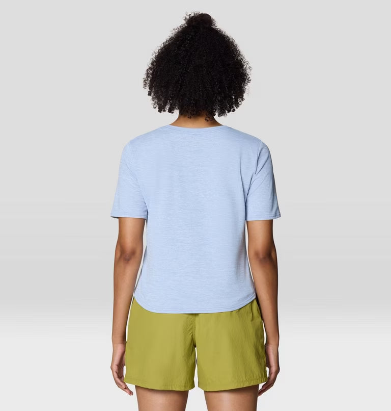 Sunblocker Short Sleeve W in light blue with moisture-wicking UV protection by MOUNTAIN HARDWEAR