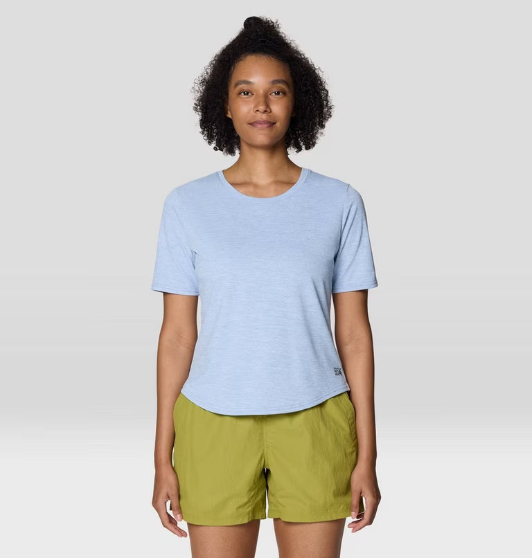 Sunblocker Short Sleeve W in light blue, moisture-wicking UPF 50+ fabric by MOUNTAIN HARDWEAR