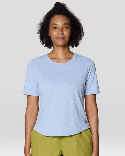Sunblocker Short Sleeve W in light blue, moisture-wicking fabric with UV protection by MOUNTAIN HARDWEAR