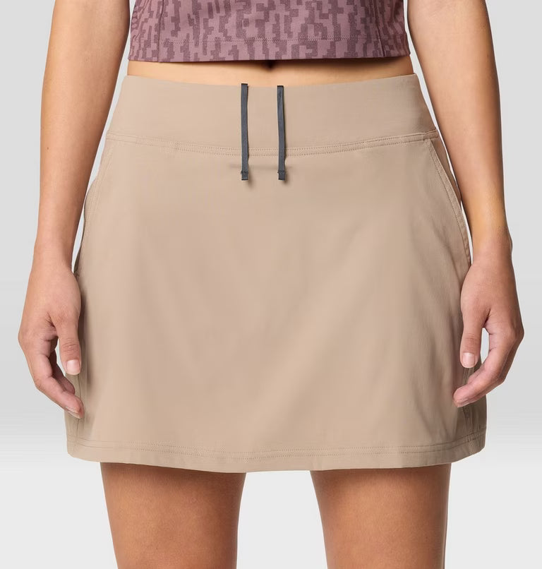 Dynama Skort in tan with stretch, quick-dry, water-resistant fabric by MOUNTAIN HARDWEAR