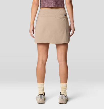 Dynama Skort in tan with stretch, quick-dry, water-repellent fabric by MOUNTAIN HARDWEAR