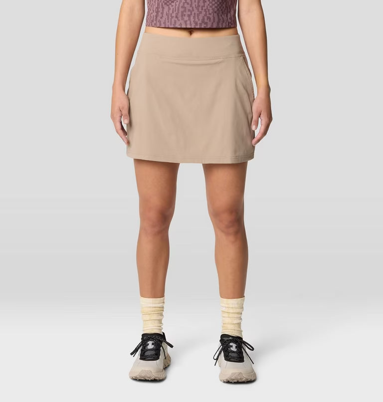 Dynama Skort in tan with stretchable, quick-dry, water-resistant fabric by MOUNTAIN HARDWEAR