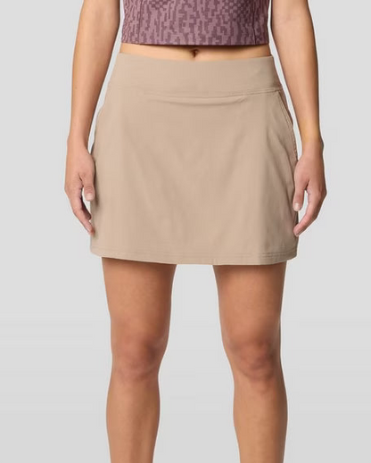 Dynama Skort in tan with stretch, quick-dry, moisture-wicking, and water-resistant fabric by MOUNTAIN HARDWEAR