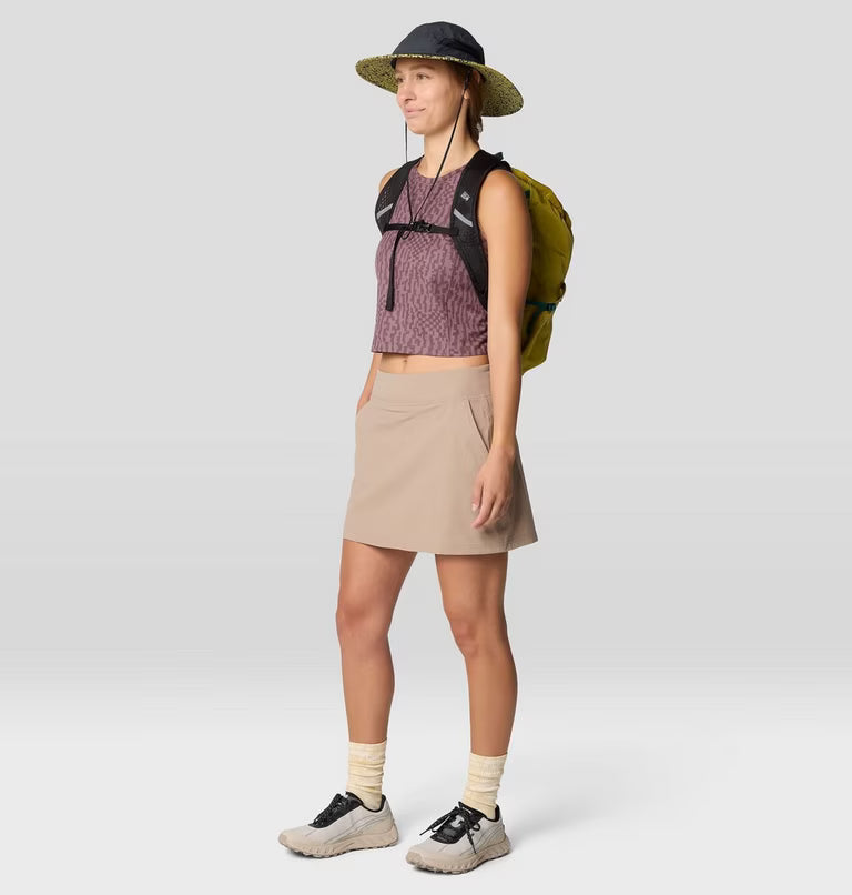 Dynama Skort in tan with stretch, water-resistant, quick-dry fabric by MOUNTAIN HARDWEAR