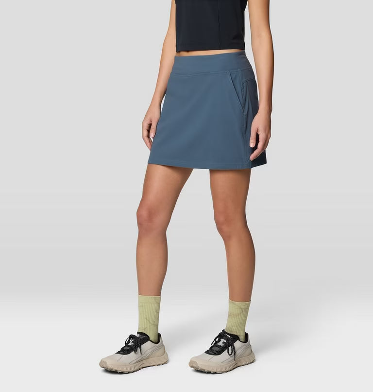 Dynama Skort in blue with stretch, quick-dry, water-resistant fabric by MOUNTAIN HARDWEAR