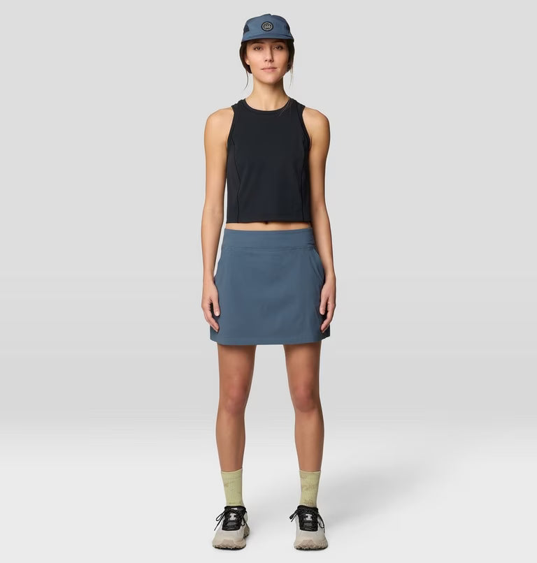 Dynama Skort in blue with stretch, quick-dry, water-resistant fabric by MOUNTAIN HARDWEAR
