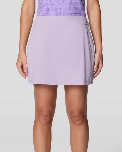 Dynama Skort in purple with stretchable, quick-dry, moisture-wicking, and water-resistant fabric by MOUNTAIN HARDWEAR