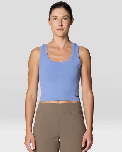 Peak Knit Tank W in blue with breathable, ultra-soft fabric by MOUNTAIN HARDWEAR