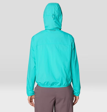 Wind Veil Hooded Jacket W in bright blue, lightweight windproof layer by MOUNTAIN HARDWEAR