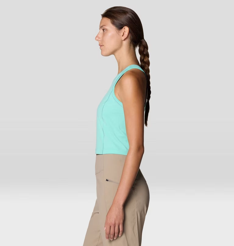 Mountain Stretch Tanklette in blue with quick-dry, moisture-wicking, and UV protection by MOUNTAIN HARDWEAR