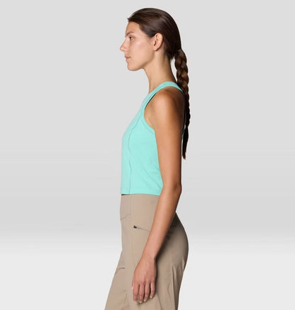 Mountain Stretch Tanklette in blue with quick-dry, moisture-wicking, and UV protection by MOUNTAIN HARDWEAR