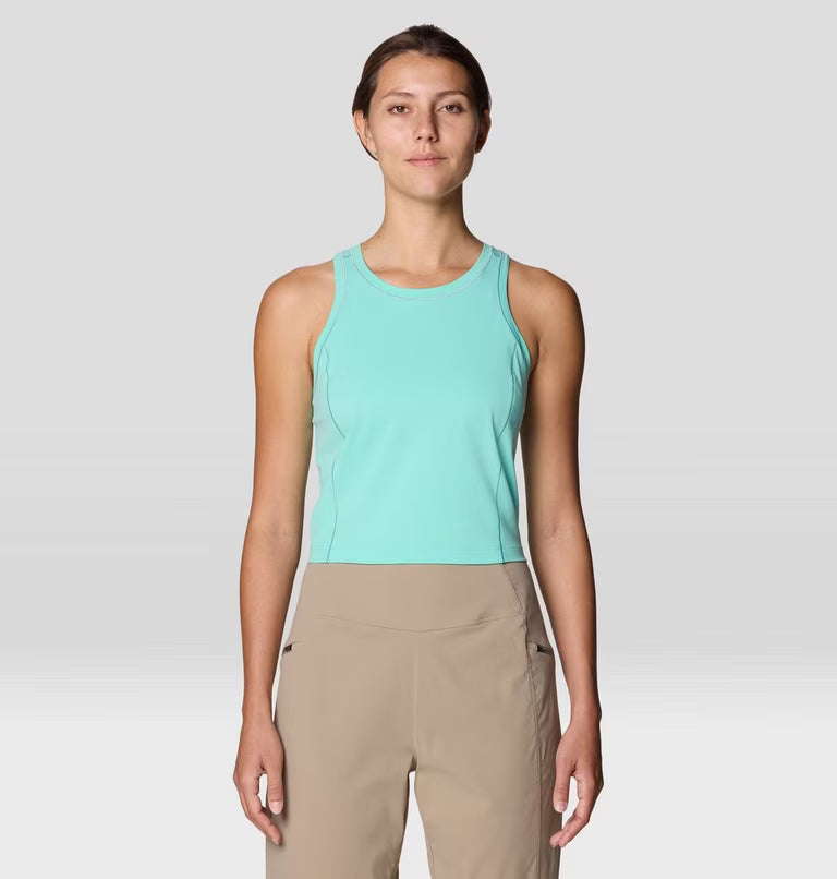 Mountain Stretch Tanklette in light blue with quick-dry, moisture-wicking, UV protection by MOUNTAIN HARDWEAR