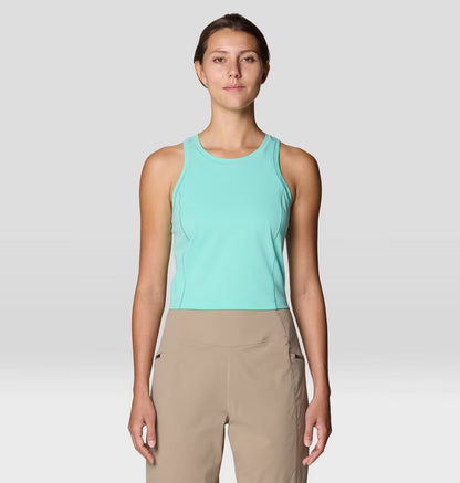 Mountain Stretch Tanklette in light blue with quick-dry, moisture-wicking, UV protection by MOUNTAIN HARDWEAR