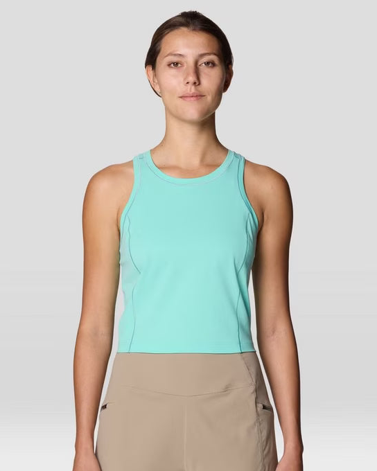 Mountain Stretch Tanklette in light blue with moisture-wicking, quick-dry, and UV protection