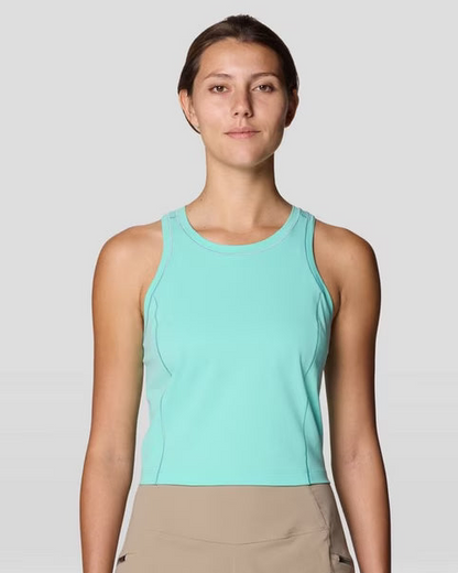 Mountain Stretch Tanklette in blue with moisture-wicking, quick-dry, UV protection by MOUNTAIN HARDWEAR
