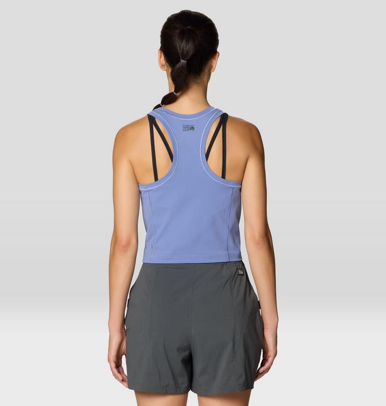 Mountain Stretch Tanklette in blue with moisture-wicking, quick-dry, UV protection by MOUNTAIN HARDWEAR