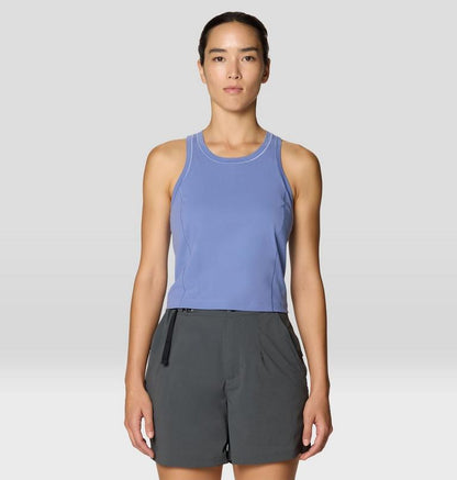 Mountain Stretch Tanklette in blue with moisture-wicking, quick-dry, UV protection by MOUNTAIN HARDWEAR