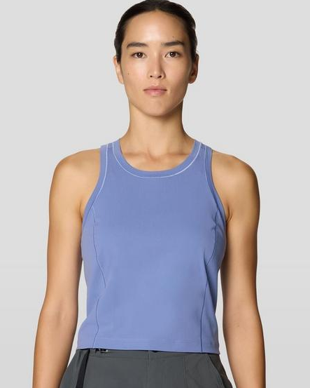 Mountain Stretch Tanklette in blue with moisture-wicking, quick-dry, UV protection by MOUNTAIN HARDWEAR