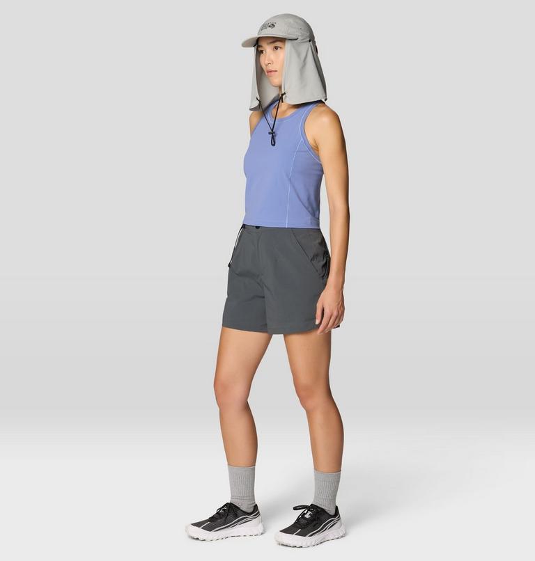 Mountain Stretch Tanklette in blue with moisture-wicking, quick-dry, UV protection by MOUNTAIN HARDWEAR