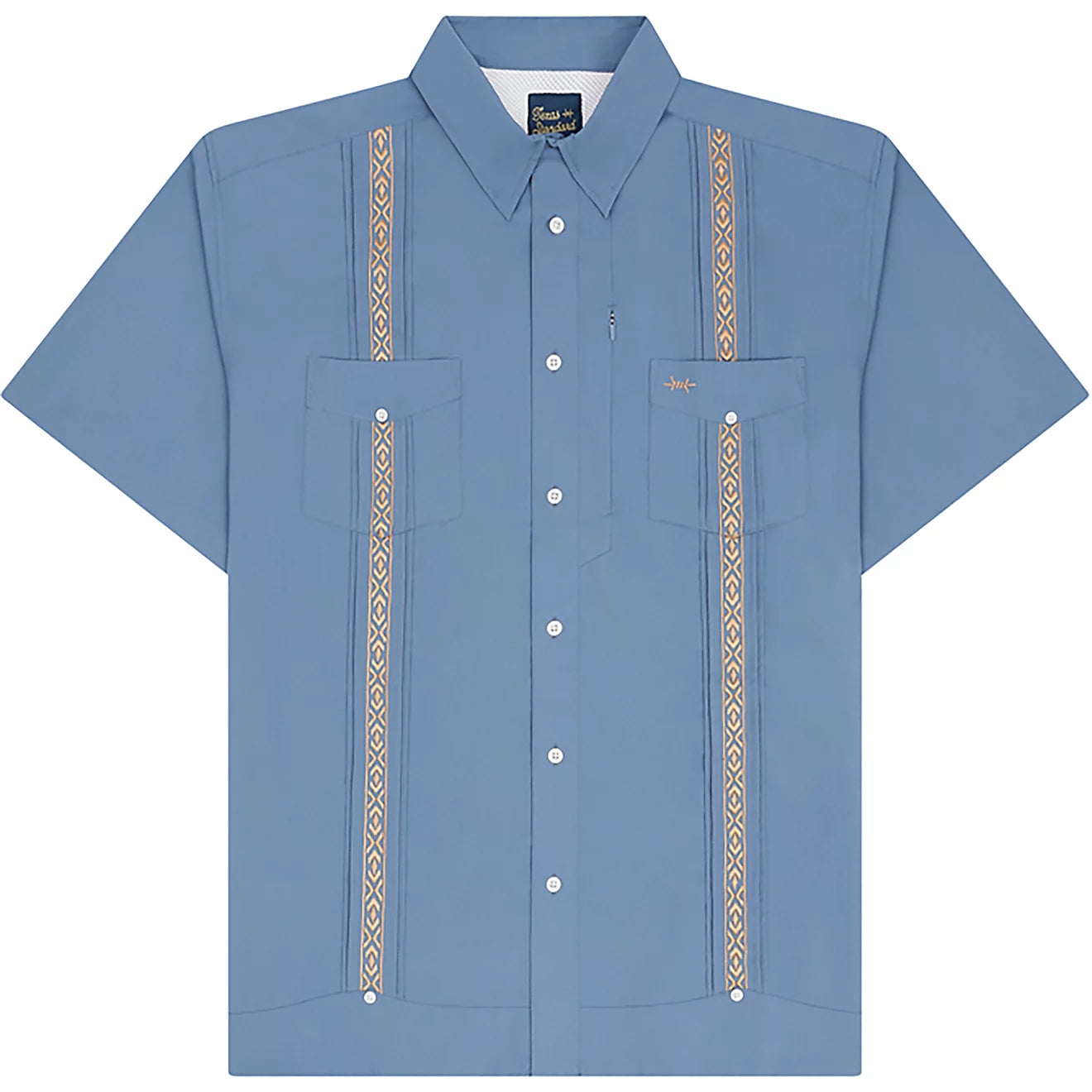 Guayabera Libre - Estrella short sleeve shirt in gray and blue with TexShield® water-resistant fabric
