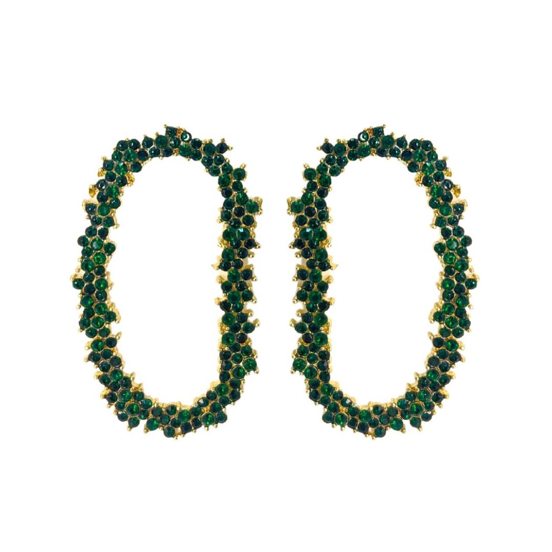 Crystal Garland green crystal oval earrings with gold-tone setting, ACCESSORY CONCIERGE Women's Jewelry HCO