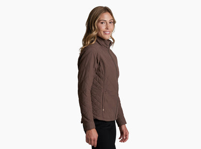 W'S Stunnr Insulated Jacket in brown and beige with quilted, abrasion-resistant fabric by KUHL
