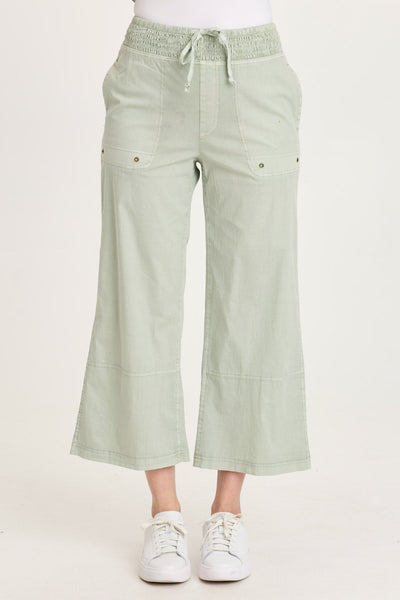 Artus Crop wide fit pants in beige with ruched waistband and pockets by XCVI Women's Pants HCO