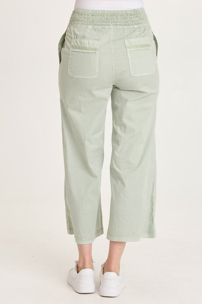 Artus Crop wide fit pants in light green with ruched waistband and back pockets XCVI Women's Pants HCO