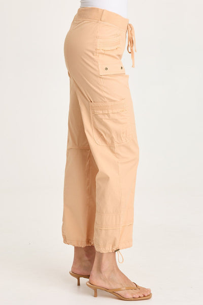 Jannik Pant in apricot with drawstring waist, flat cargo pockets, and cinchable hems XCVI Women's Pants HCO