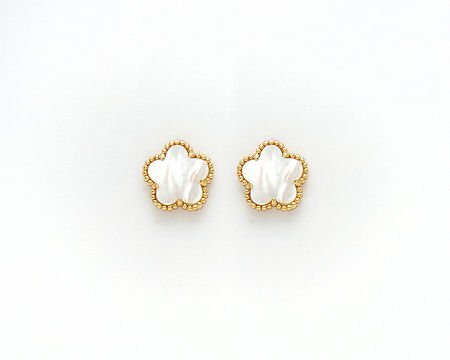 Gold Pearl Flower Earring