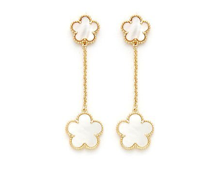 Gold Dangle Pearl Flower Earring