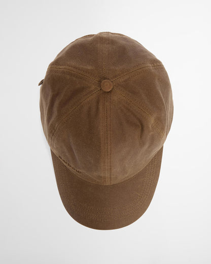 Wax Cap in brown waxed cotton with Barbour embroidery, water-resistant, curated Fredericksburg TX