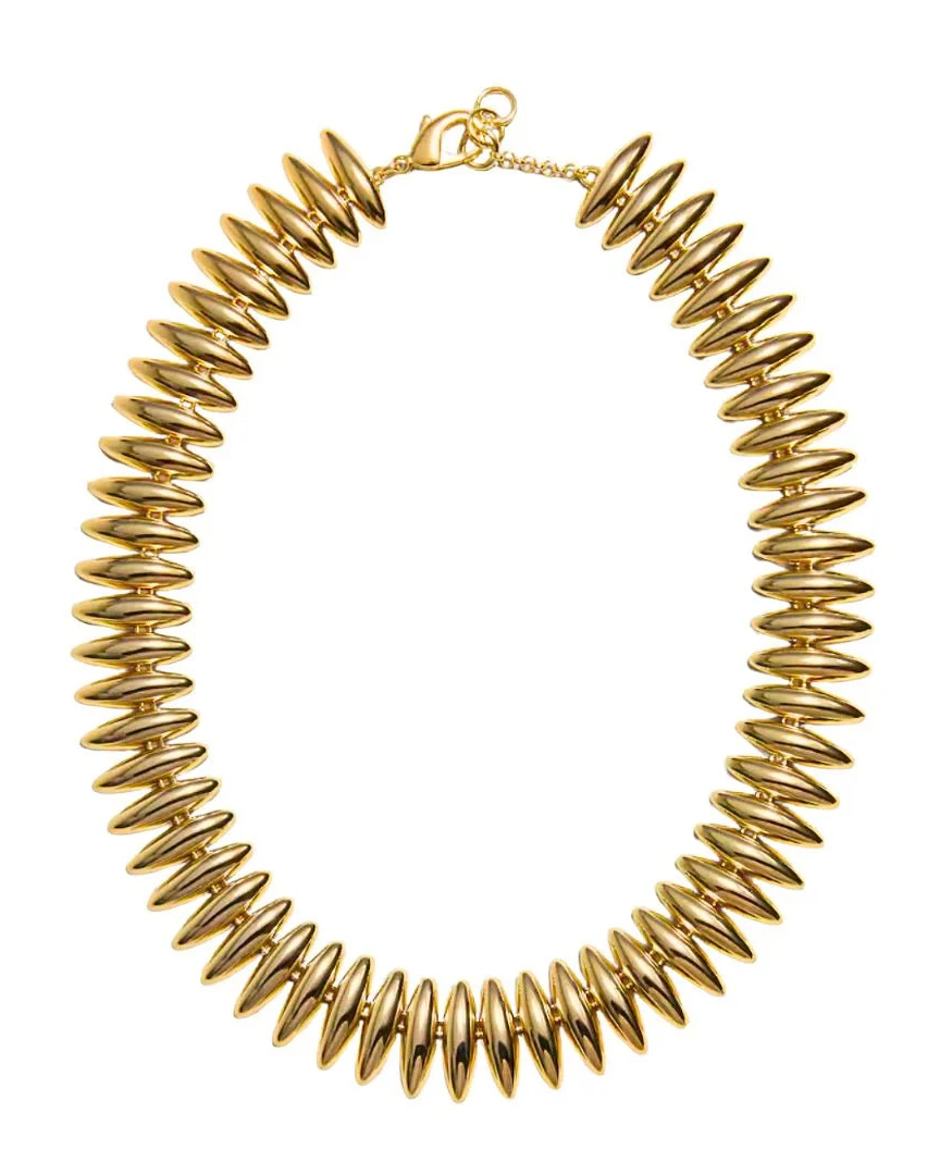 Gold spiral necklace on a white background