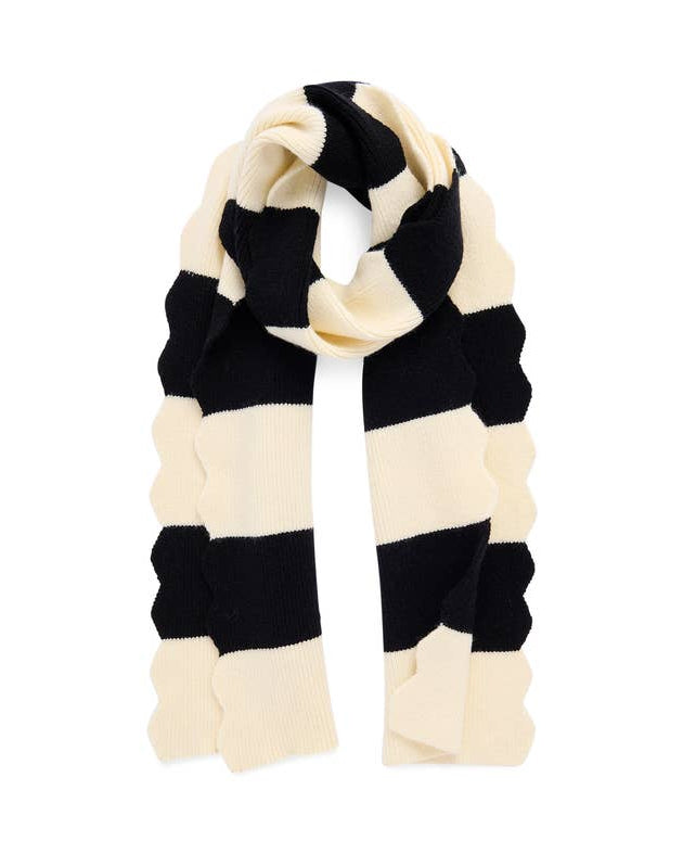 Scala Striped Scarf in bold black and white stripes, featured in Women's Accessories at HCO FBG