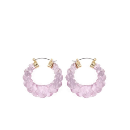Antille Hoop hoop earrings with pink faceted beads and gold-tone posts