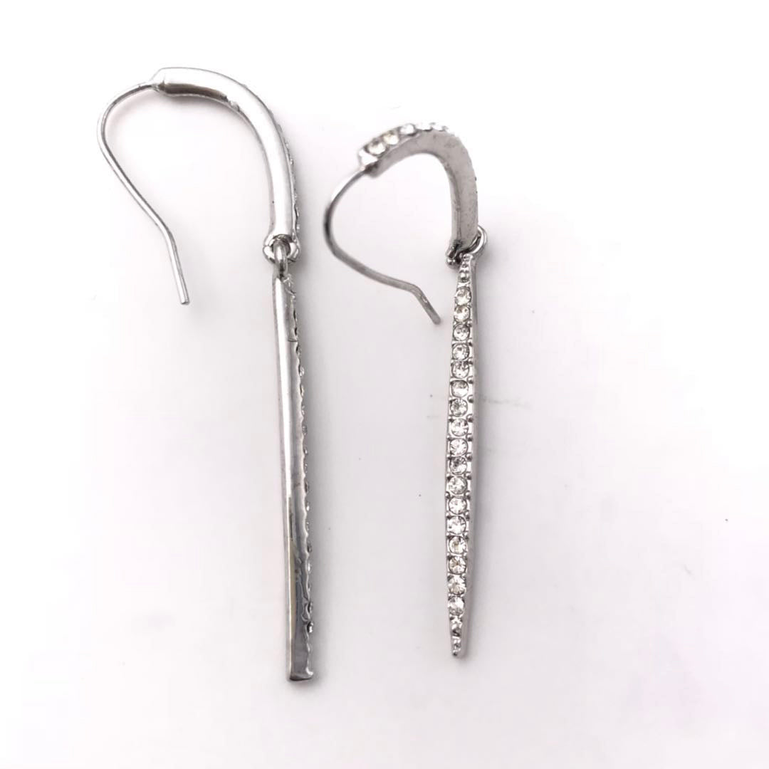 Silver CZ Bar Dangle Earring with sparkling cubic zirconia, elegant Women's Jewelry by FOSSICK IMPORTS